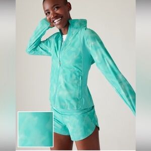 Athleta Run With It Jacket Medium Turquoise Blue NWOT
